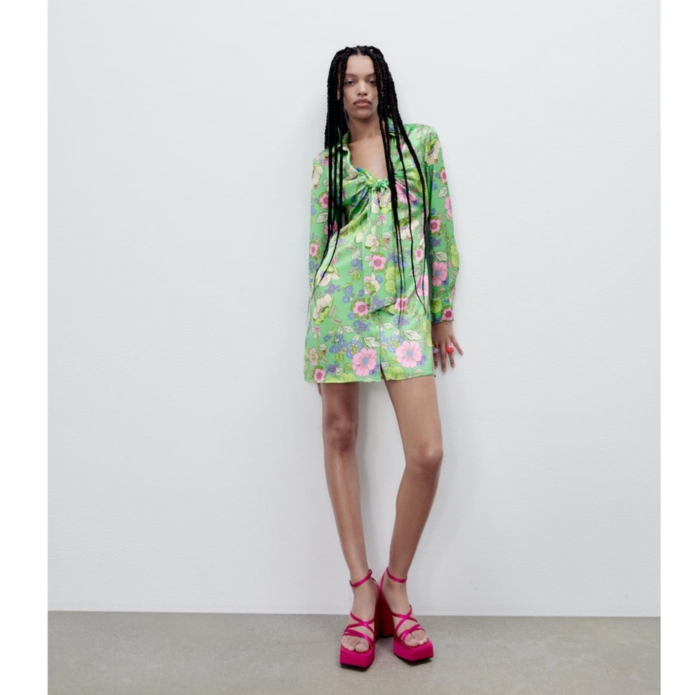 Zara satin effect print dress